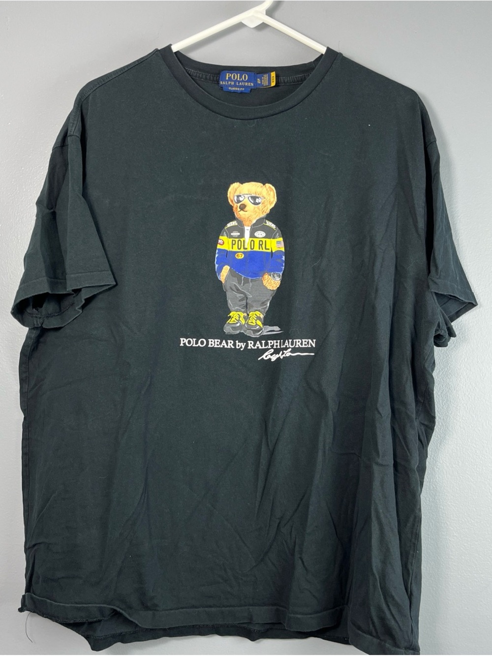 Polo by Ralph Lauren Black Polo Bear Graphic Tee with Yellow & Blue Accents